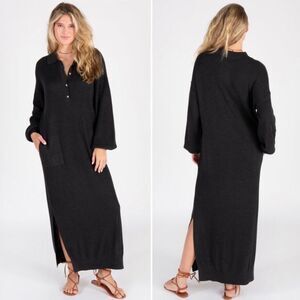 NWT Natural Life Long Sleeve Rib Knit Maxi Sweater Dress Charcoal Size S/M NEW